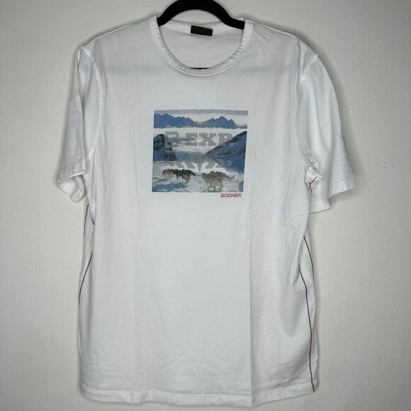 Bogner Ivory Blue Dog Sled Graphic Short Sleeve Round Neck Tee Shirt XL - Picture 12 of 12